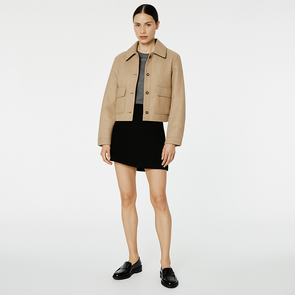 Lässige Damen Herbstjacke mit Klappe und Taschen - Heidi