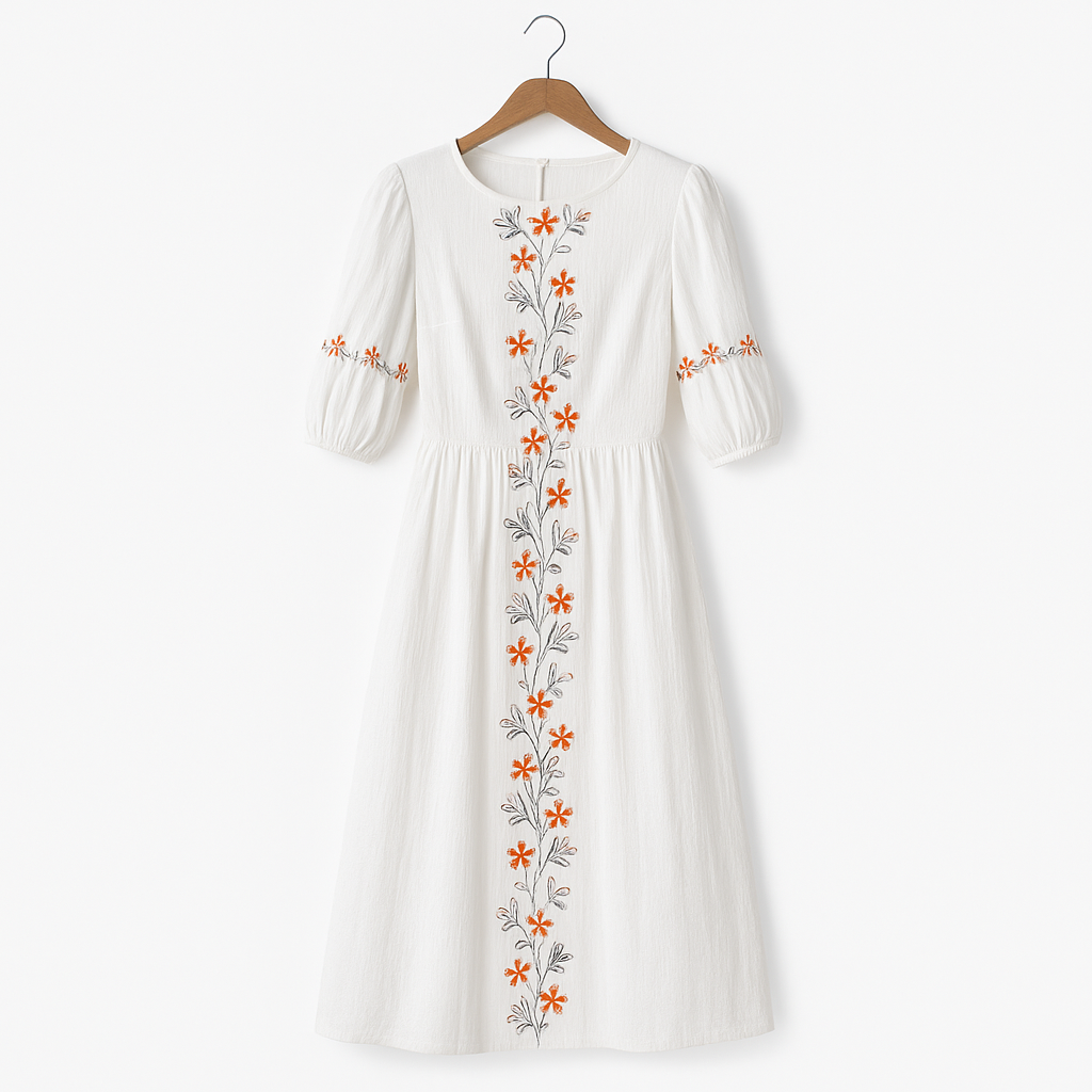 Baumwollkleid mit Dreiviertel-Ärmeln - Carmona