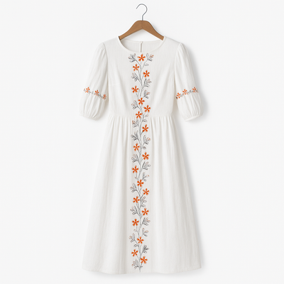 Baumwollkleid mit Dreiviertel-Ärmeln - Carmona