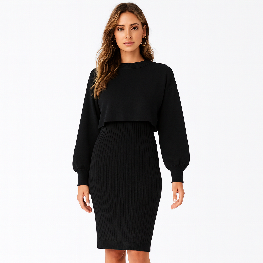 Zweiteiliges Effekt-Strickkleid - Karine
