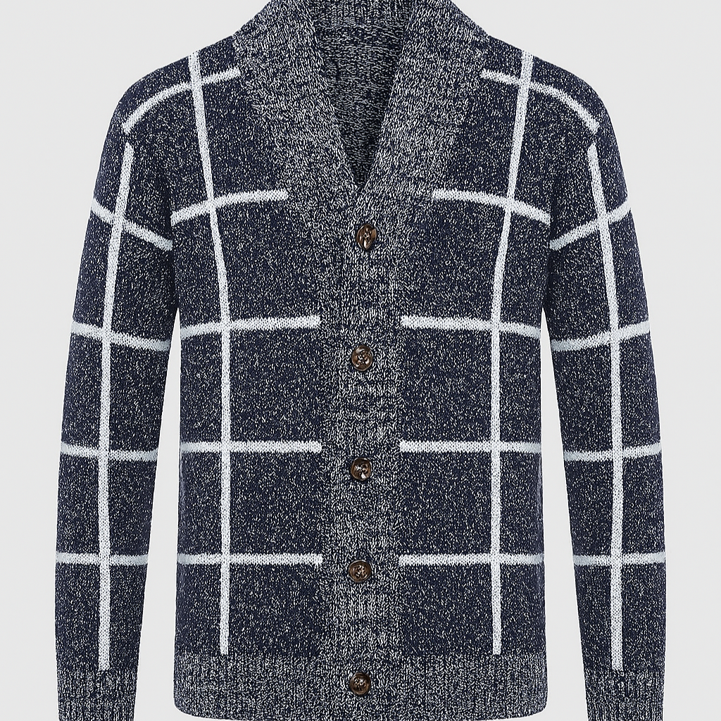 Karierte Strickjacke mit Revers - Adrien