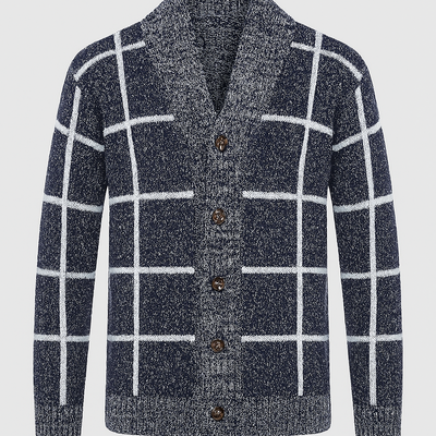 Karierte Strickjacke mit Revers - Adrien
