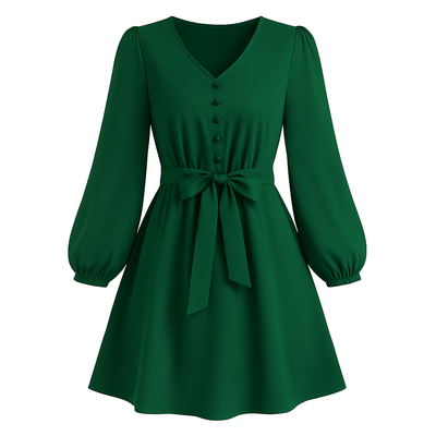 Kurzes Kleid mit Schleife in der Taille - Narella