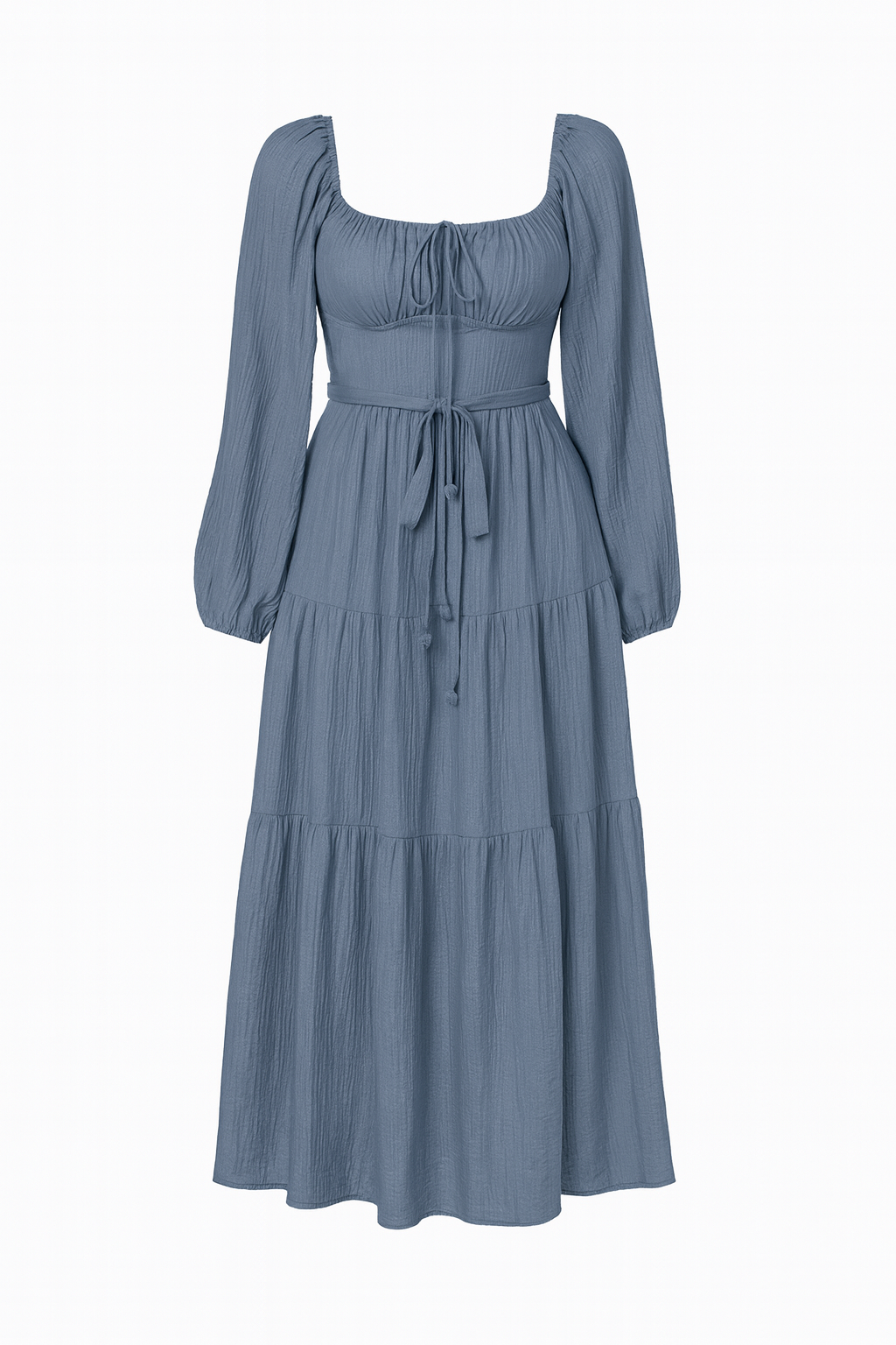 Langes Kleid mit quadratischem Ausschnitt - Liora