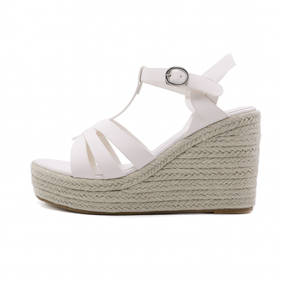 Plateausandalen aus Jute mit gekreuzten Riemen - Liora