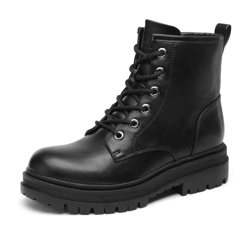 Schwarze Damenstiefel mit festem Plateau - Ulrika