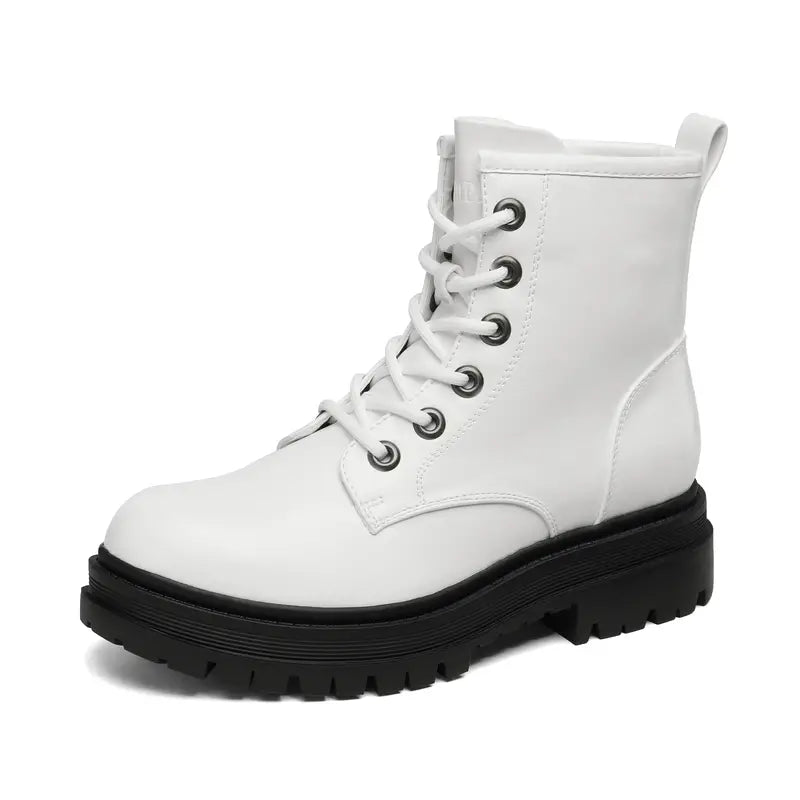 Schwarze Damenstiefel mit festem Plateau - Ulrika