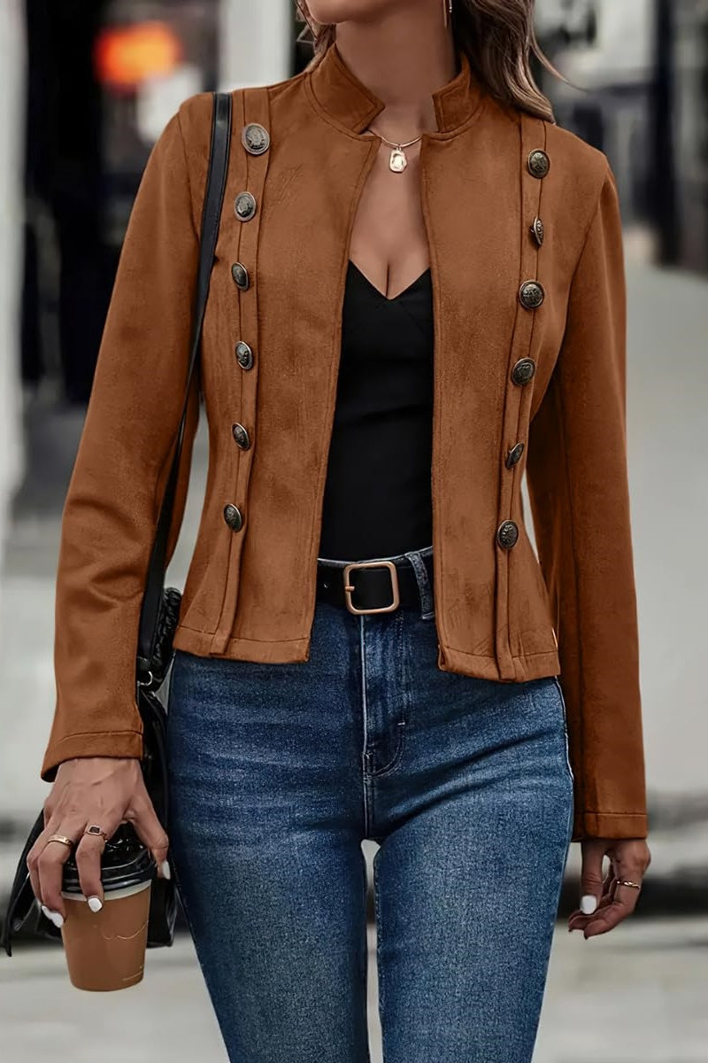 Vegane Damen Lederjacke mit Knöpfen - Clarisse