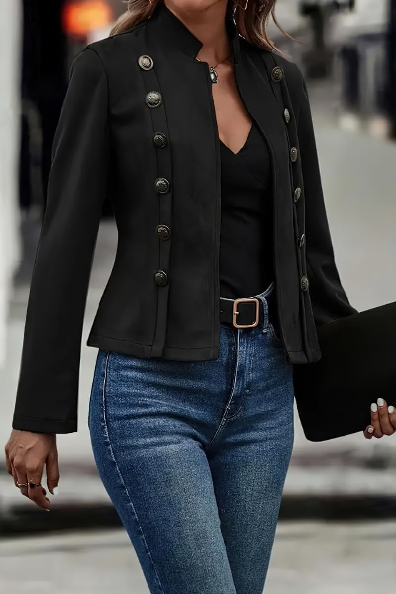 Vegane Damen Lederjacke mit Knöpfen - Clarisse