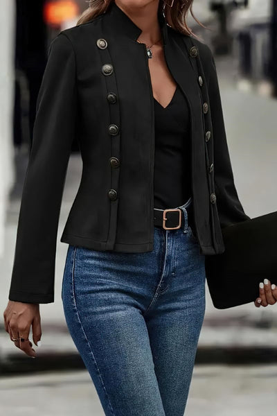 Vegane Damen Lederjacke mit Knöpfen - Clarisse