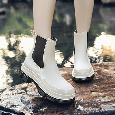 Wasserdichte Damenstiefel mit dicker Sohle und Gummizug - Liora