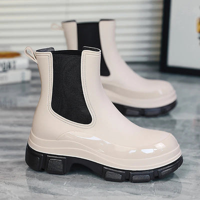 Wasserdichte Damenstiefel mit dicker Sohle und Gummizug - Liora