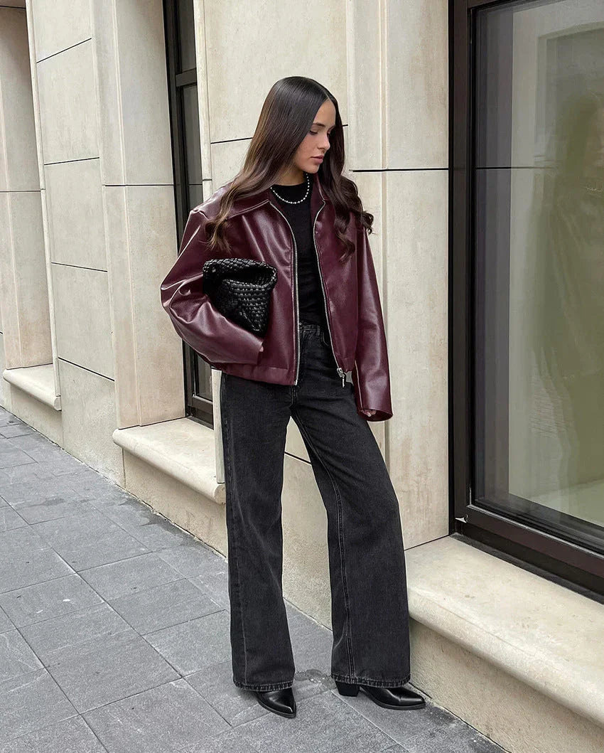 Vegane Jacke mit Ledereffekt für Damen im Premium-Stil - Maelle
