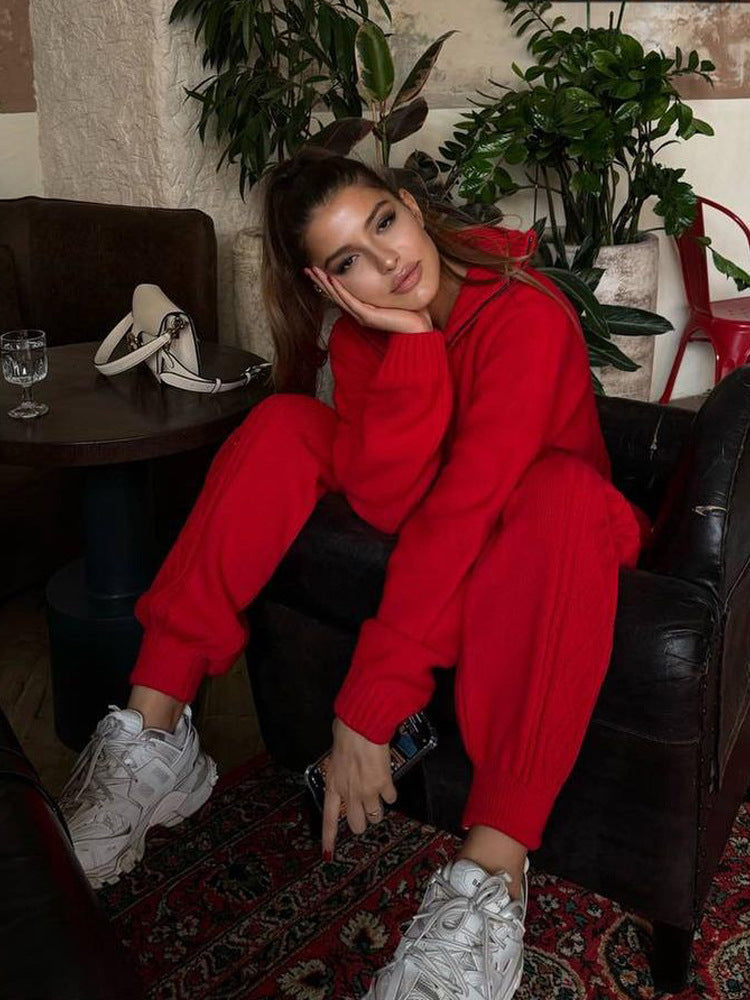 Gestricktes Loungewear-Set für Damen mit Kapuze - Alessia