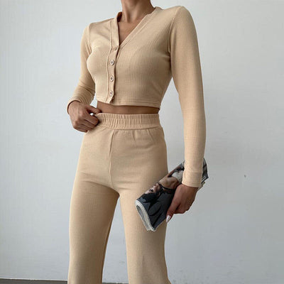 Zweiteiliges gestricktes Crop-Set für Damen - Sofia
