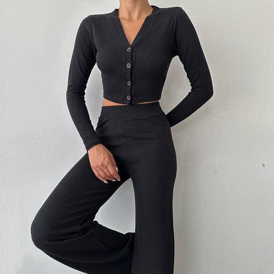 Zweiteiliges gestricktes Crop-Set für Damen - Sofia