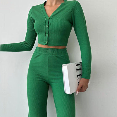 Zweiteiliges gestricktes Crop-Set für Damen - Sofia