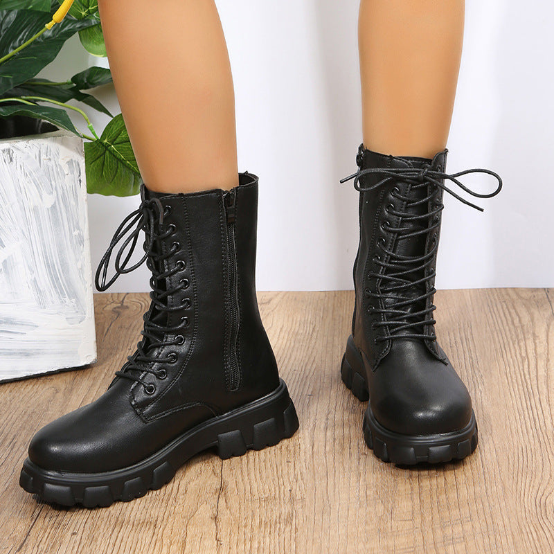 Damen Plateau Stiefel im Dirndl Stil mit Blockabsatz - Viktoria