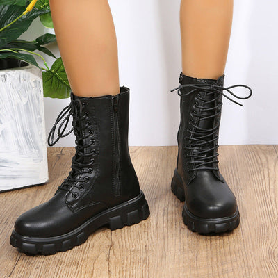 Damen Plateau Stiefel im Dirndl Stil mit Blockabsatz - Viktoria