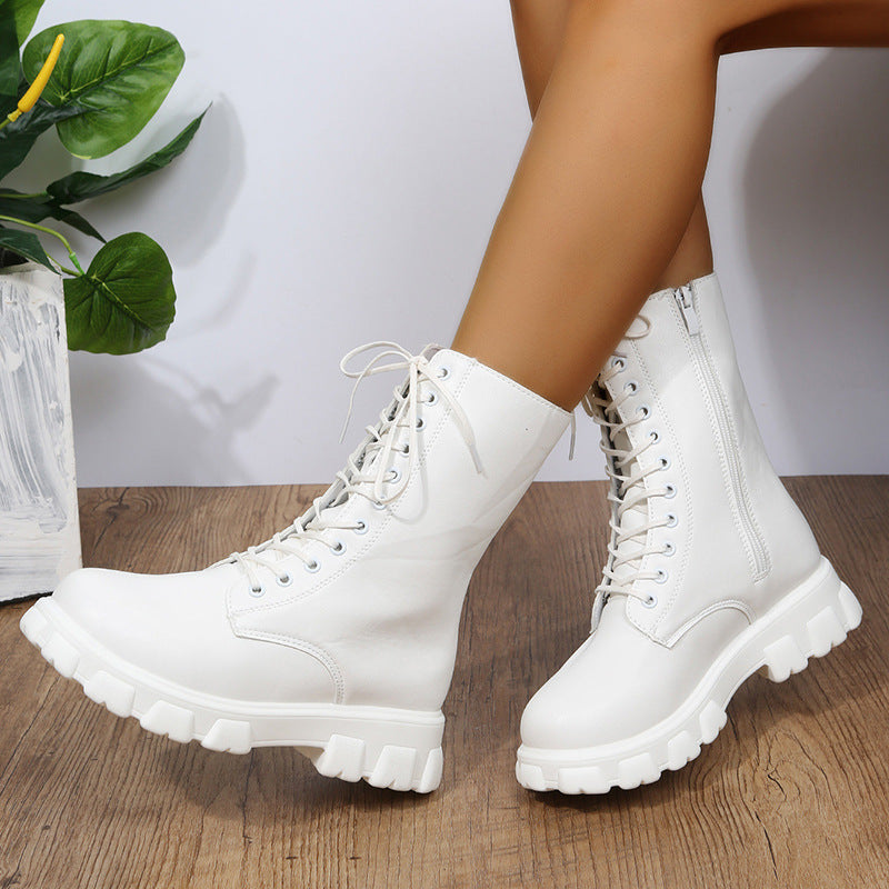 Damen Plateau Stiefel im Dirndl Stil mit Blockabsatz - Viktoria