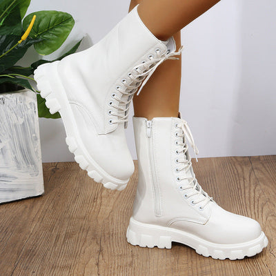 Damen Plateau Stiefel im Dirndl Stil mit Blockabsatz - Viktoria