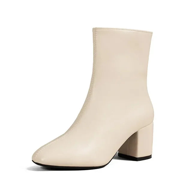Damen vegane Lederstiefeletten mittlerer Absatz - Yiva