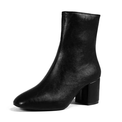Damen vegane Lederstiefeletten mittlerer Absatz - Yiva