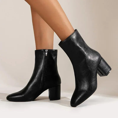 Damen vegane Lederstiefeletten mittlerer Absatz - Yiva