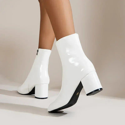 Damen vegane Lederstiefeletten mittlerer Absatz - Yiva