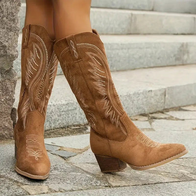 Gestickte Cowboystiefel mit Absatz für Frauen - Yvette