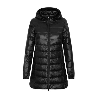 Lange Steppjacke mit Kapuze für Damen - Yvette