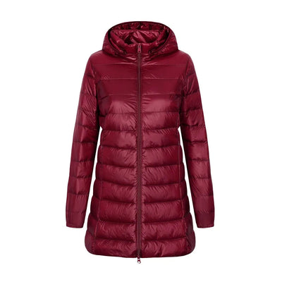 Lange Steppjacke mit Kapuze für Damen - Yvette