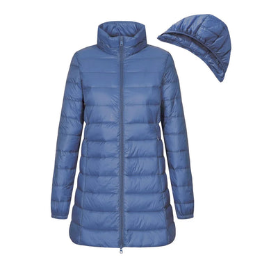 Lange Steppjacke mit Kapuze für Damen - Yvette