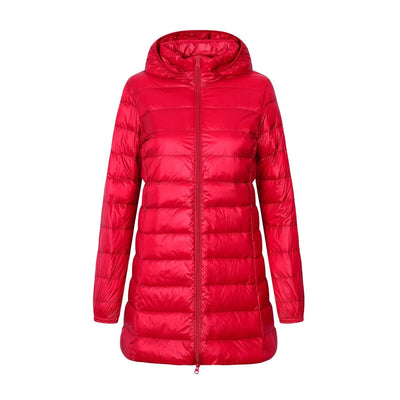 Lange Steppjacke mit Kapuze für Damen - Yvette