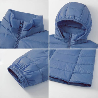 Lange Steppjacke mit Kapuze für Damen - Yvette