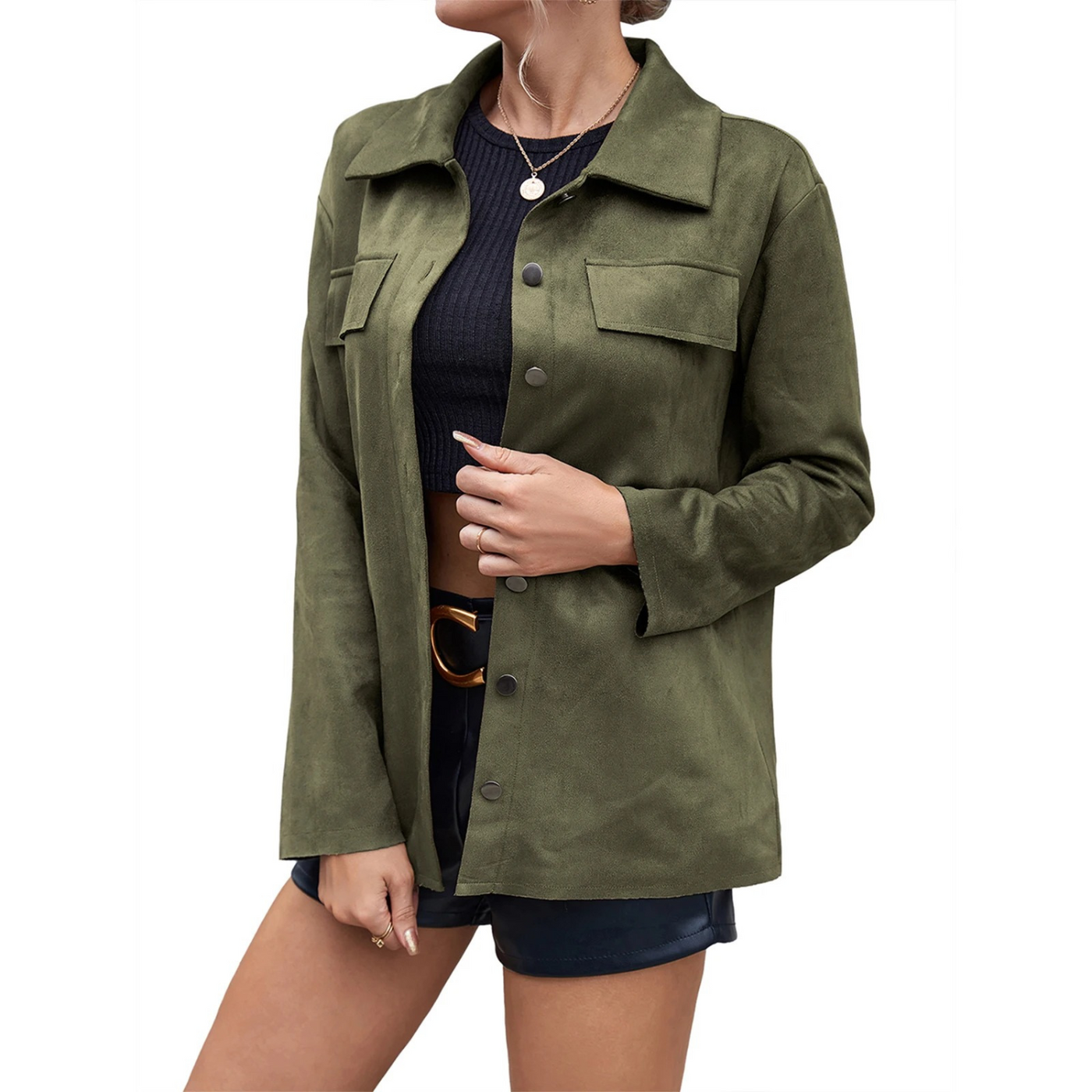 Damenjacke aus Wildleder mit Knöpfen - Valay