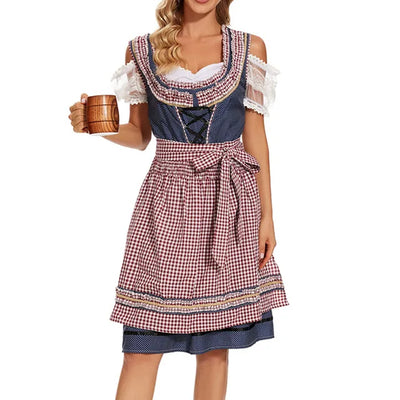 Dirndl Damen Kariert Blau-Rot - Svea
