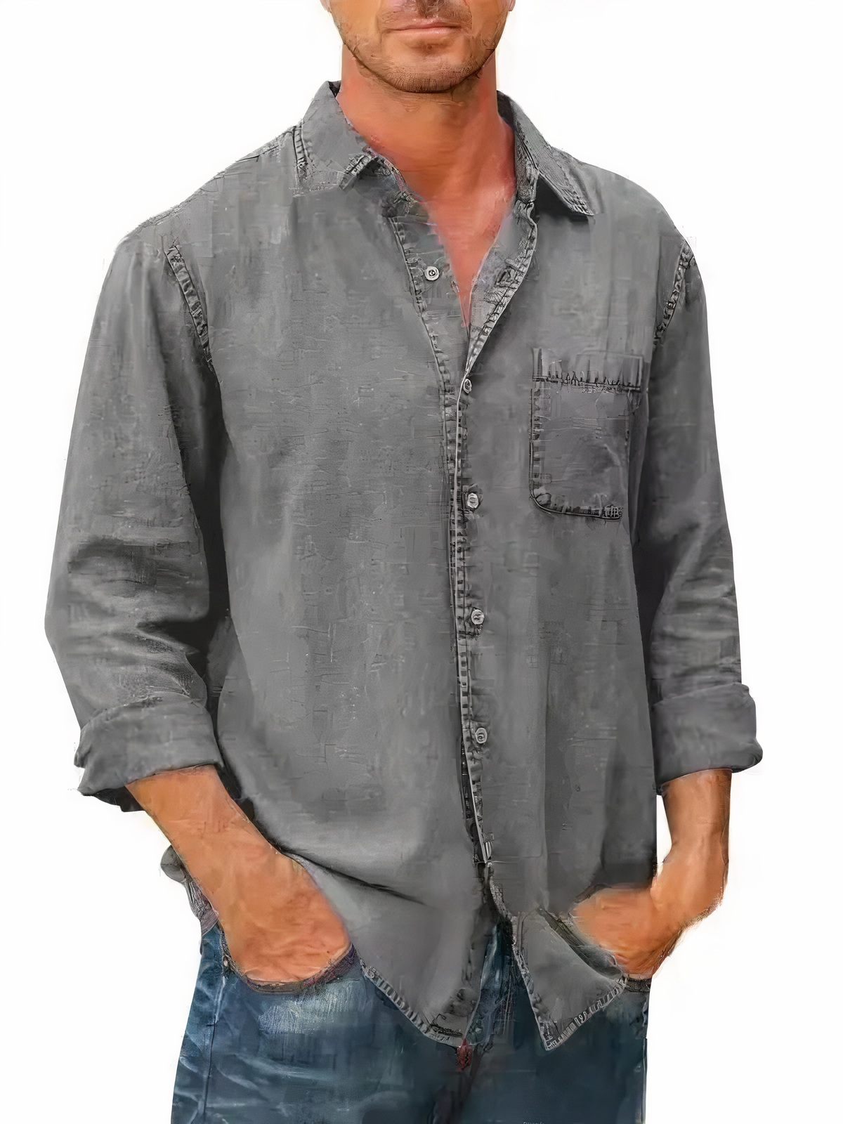 MATEO - Langärmeliges Denim-Hemd