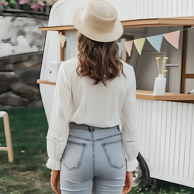 Elegante langärmelige Bluse mit Spitzendetails - Lotta