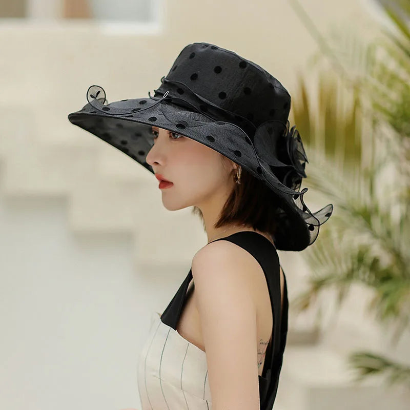 Mode Dot Chiffon Eimer Hut