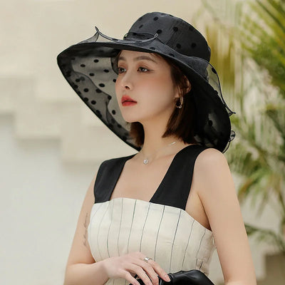Mode Dot Chiffon Eimer Hut