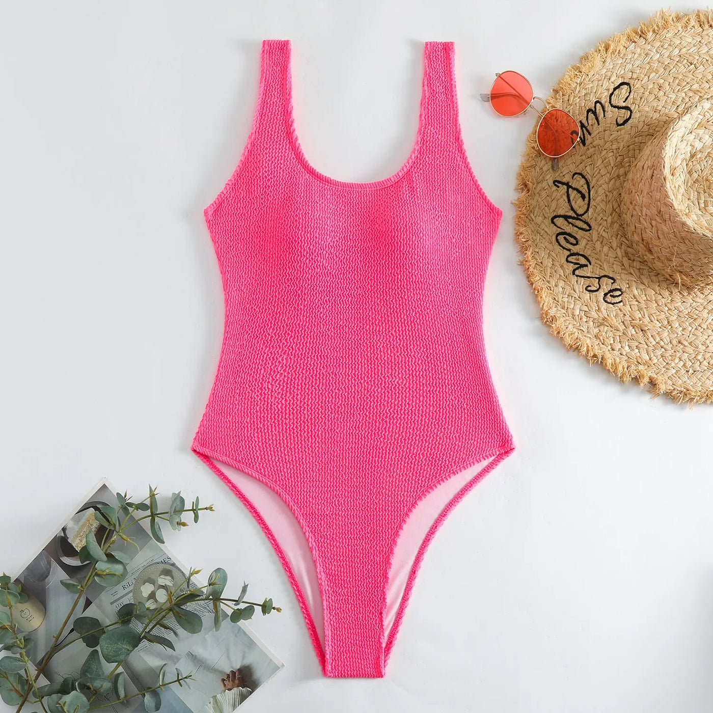 Ocean Chic - Champagnerwellen Bonbonfarben Einteiliger Badeanzug