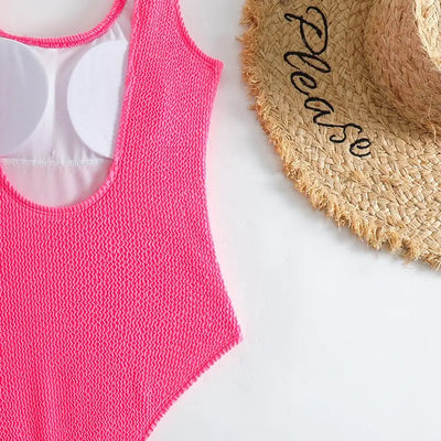 Ocean Chic - Champagnerwellen Bonbonfarben Einteiliger Badeanzug
