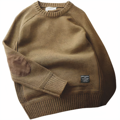 FAIZAN - Gestrickter geflickter Pullover