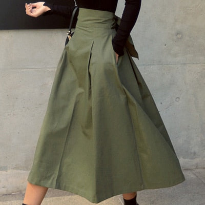 Damen Midi-Rock mit hoher Taille