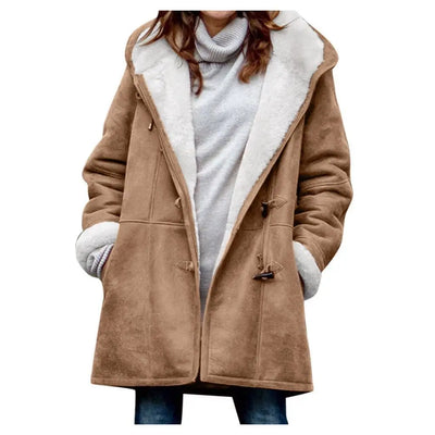 Vania Fleece Wildlederjacke mit halblanger Kapuze