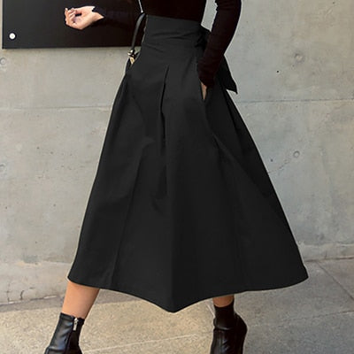 Damen Midi-Rock mit hoher Taille
