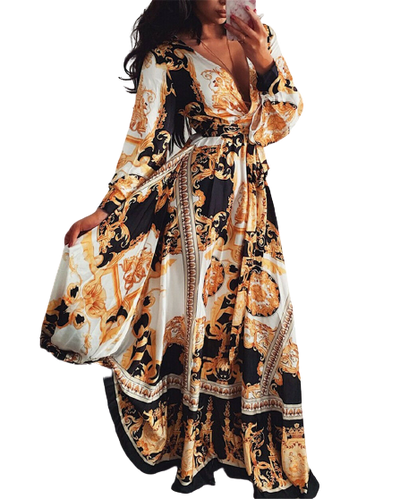 Tina - Langes Kleid mit Blumenmuster Bambo