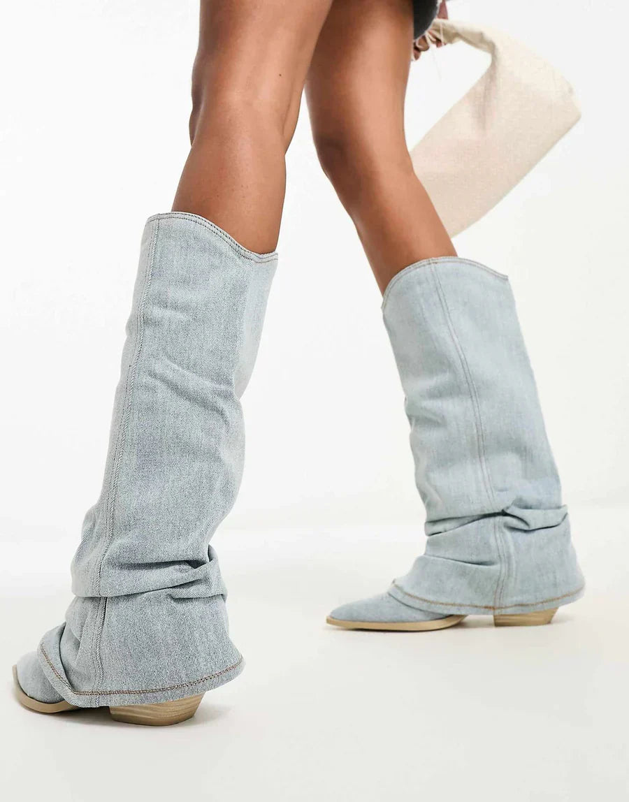Zoe Kniehohe Jeans-Stiefel Damen – Trendy und Stilvoll