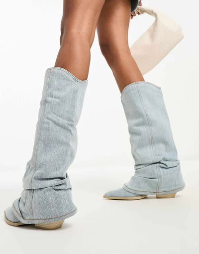Zoe Kniehohe Jeans-Stiefel Damen – Trendy und Stilvoll